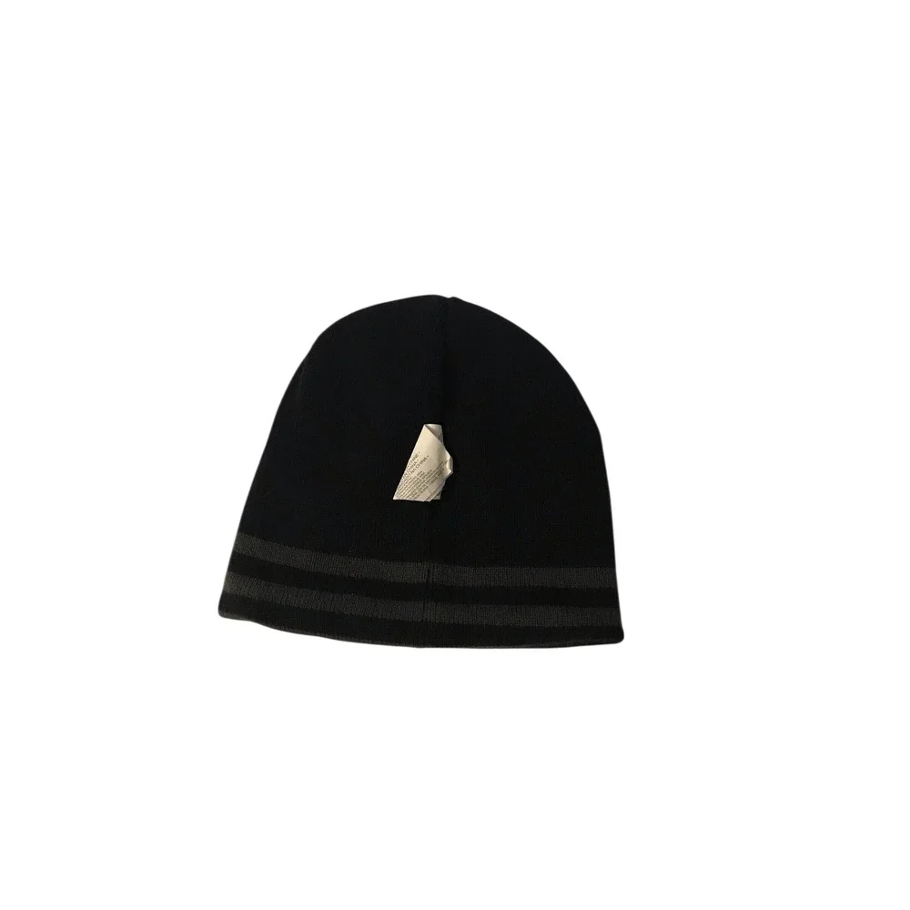 Nike Youth Beanie Hat Black Two Stripe Logo Winter Knit‎ Cap